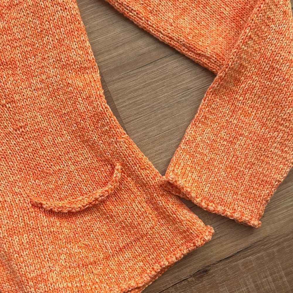 Marion Foale cotton cardigan hand knit orange tangerine XS - Picture 6 of 6